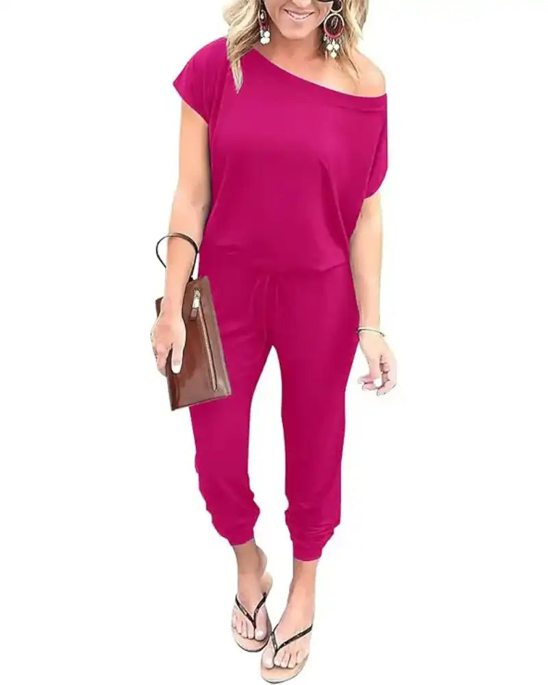 (S-3XL) Women's Off Shoulder Stretchy Jumpsuit