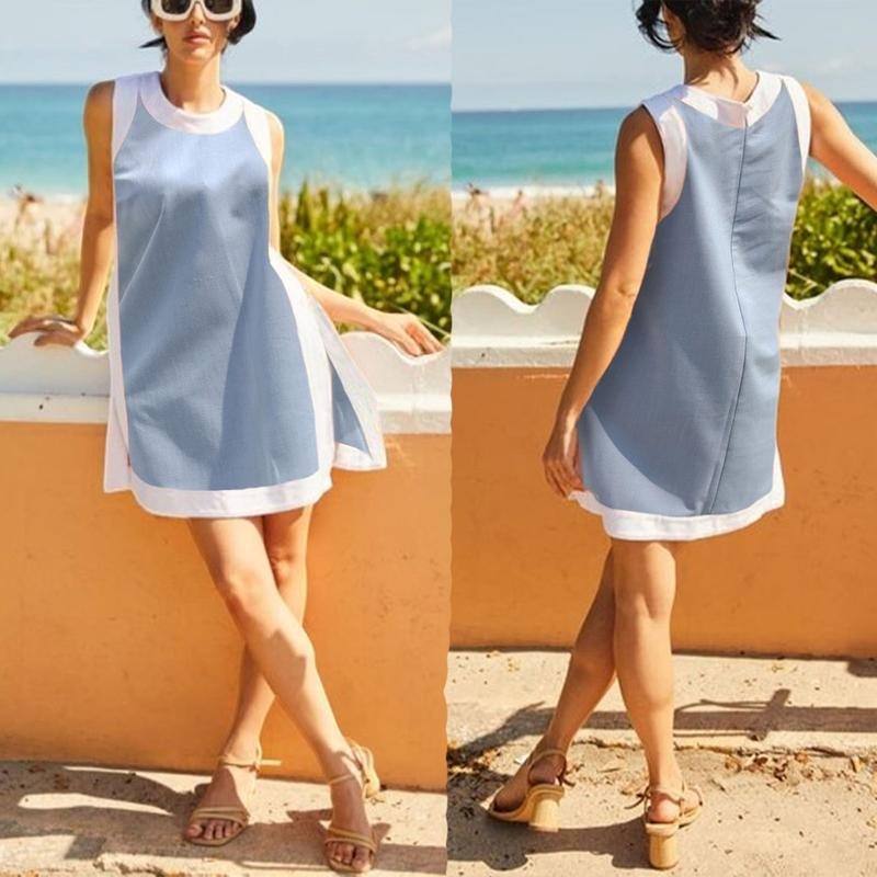 Two-Piece Color Block Sleeveless Set with Pocket Shorts