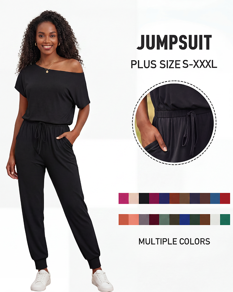 (S-3XL) Women's Off Shoulder Stretchy Jumpsuit