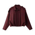 Women’s Vintage Zip-Up Collared Jacket