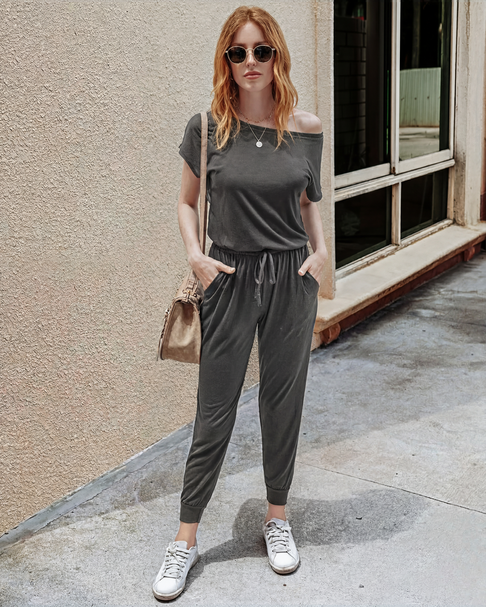(S-3XL) Women's Off Shoulder Stretchy Jumpsuit