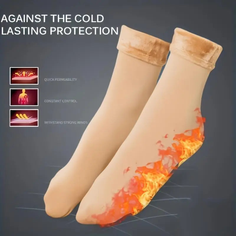 Unisex Thick Fleece Heating Thermal Socks, 6 Pairs/12 Pcs, Cold Proof Winter Floor Socks
