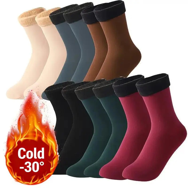 Chaussettes thermiques épaisses en polaire pour homme et femme, 6 paires/12 pièces, chaussettes d'intérieur d'hiver anti-froid