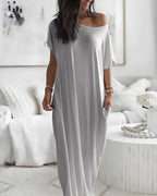 Robe longue chauve-souris à épaules dénudées