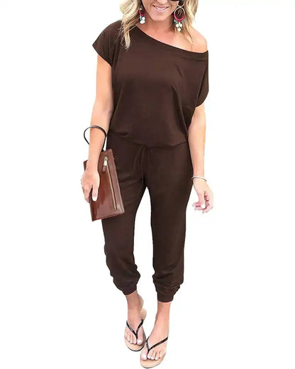 (S-3XL) Women's Off Shoulder Stretchy Jumpsuit