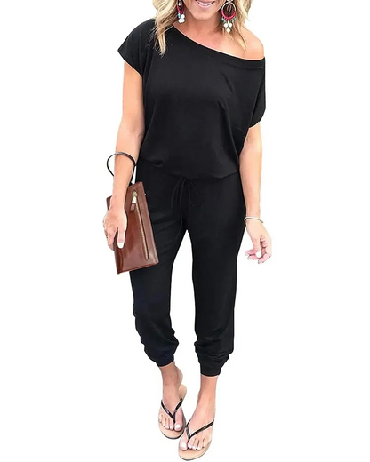 (S-3XL) Women's Off Shoulder Stretchy Jumpsuit