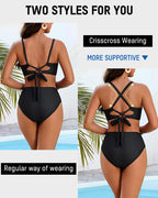 Ensemble de maillot de bain 3 pièces taille haute, jupe-short de bain florale modeste