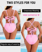 Ensemble de maillot de bain 3 pièces taille haute, jupe-short de bain florale modeste