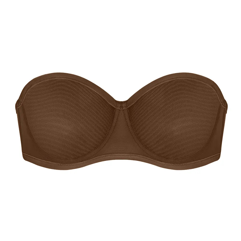 Soutien-gorge balconnet armaturé en tulle sans bretelles