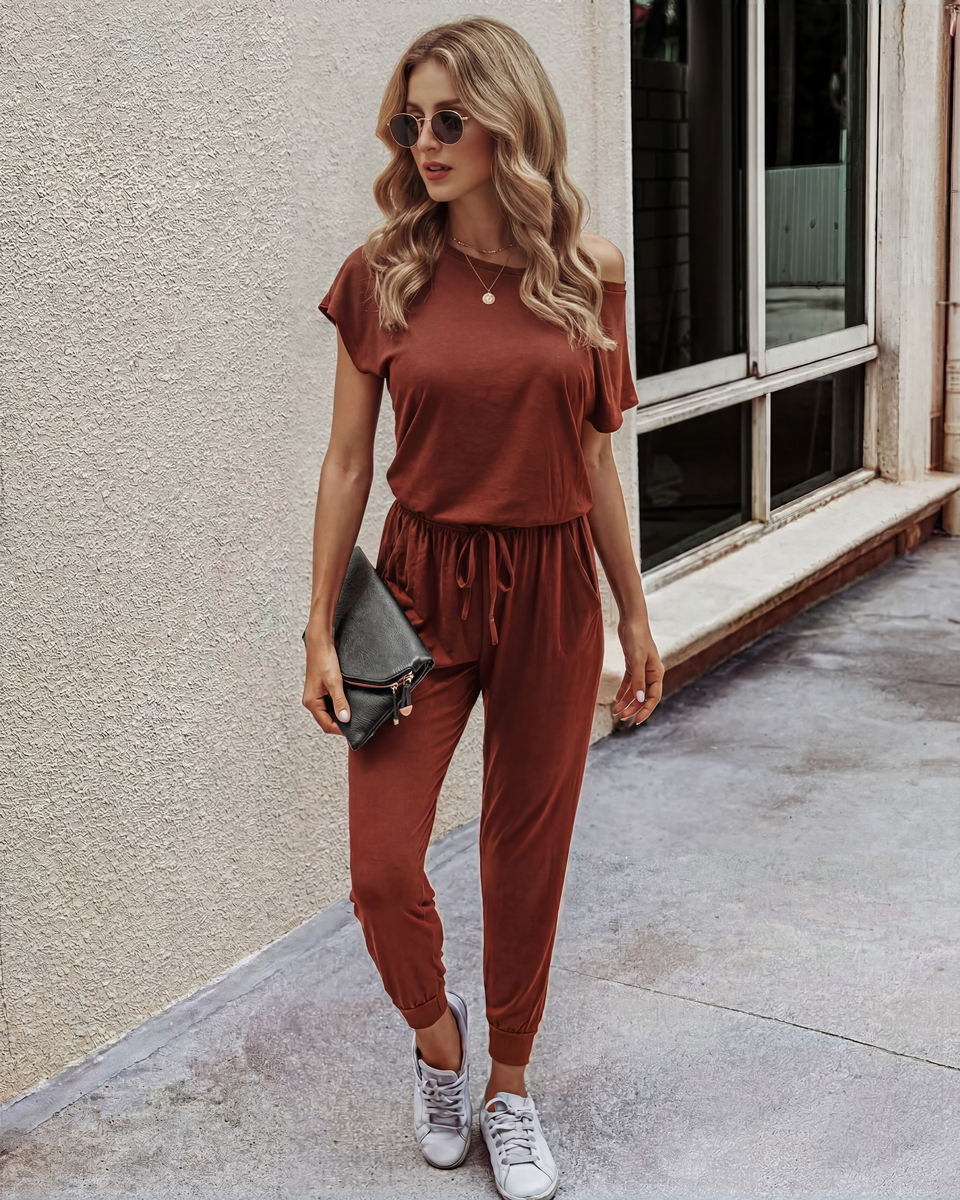 (S-3XL) Women's Off Shoulder Stretchy Jumpsuit