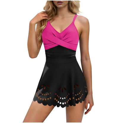 V-Neck Tummy Control Modest Swimdress