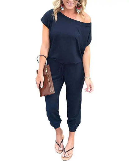 (S-3XL) Women's Off Shoulder Stretchy Jumpsuit