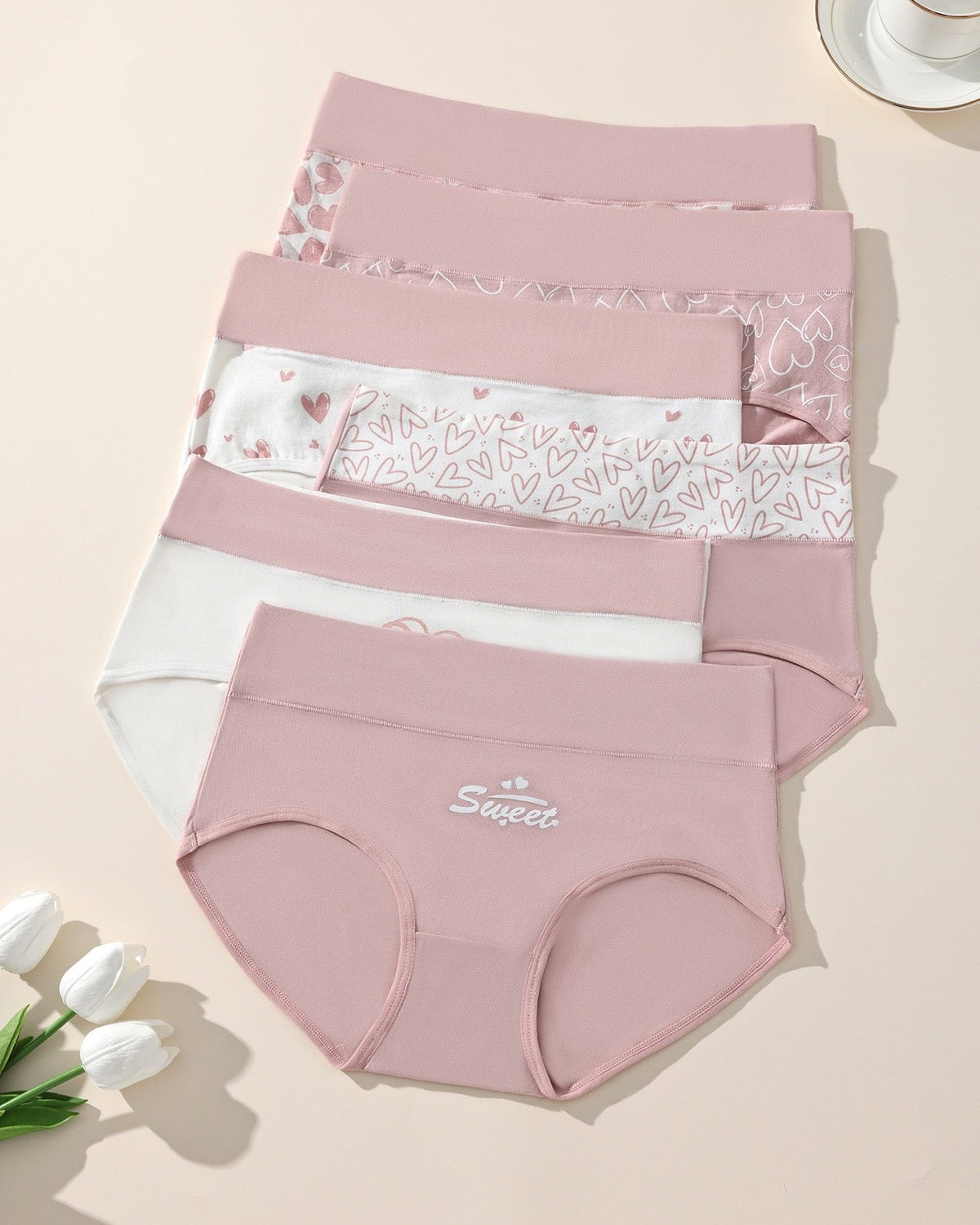 Culottes en coton extensible à imprimé Love (Lot de 6)