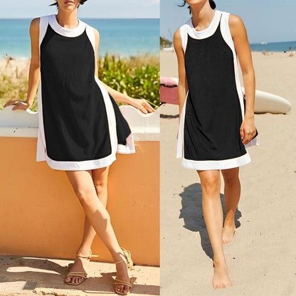Two-Piece Color Block Sleeveless Set with Pocket Shorts