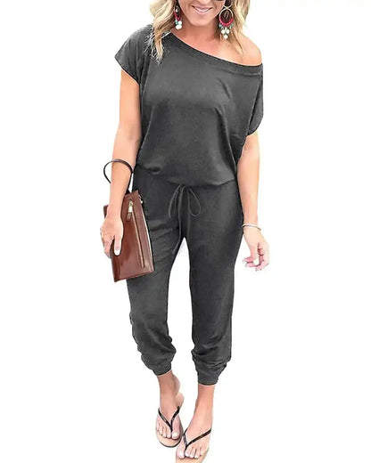 (S-3XL) Women's Off Shoulder Stretchy Jumpsuit