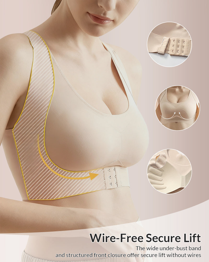 Soutien-gorge de maintien à fermeture avant et dos croisé sans armature