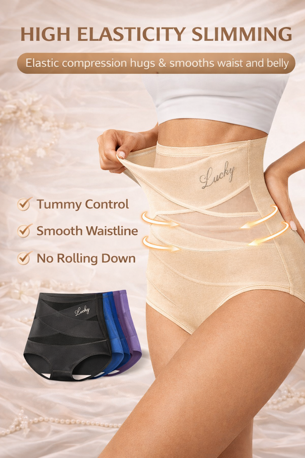Culotte sculptante sans coutures à taille haute effet ventre plat Lucky
