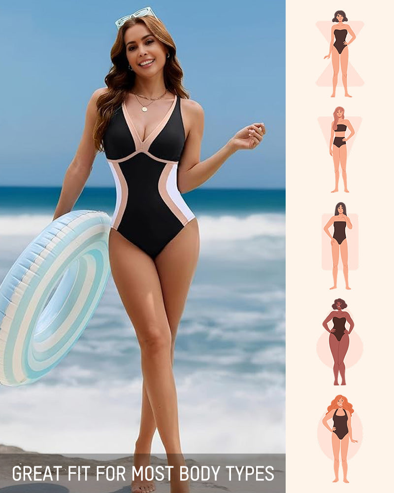 Maillot de bain une pièce gainant à blocs de couleurs