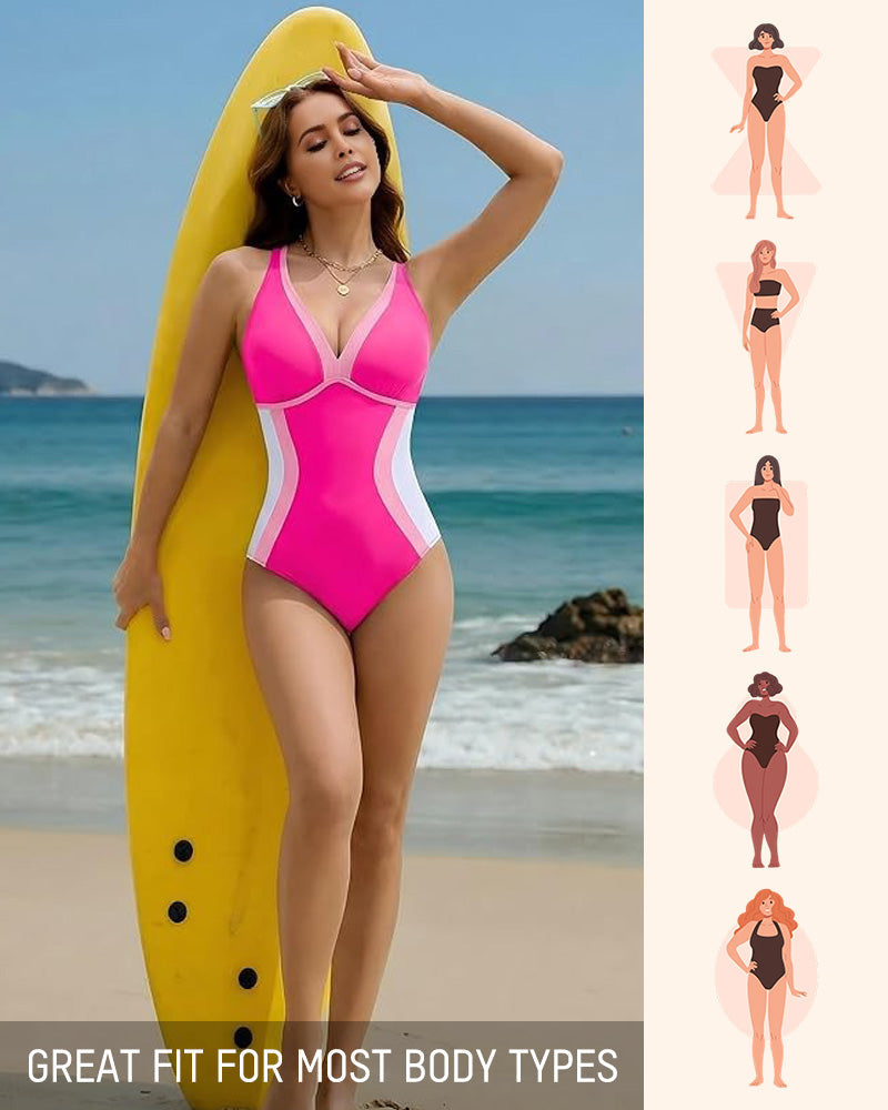 Maillot de bain une pièce gainant à blocs de couleurs