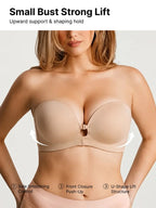 Soutien-gorge sans armatures à fermeture frontale et maintien sans bretelles