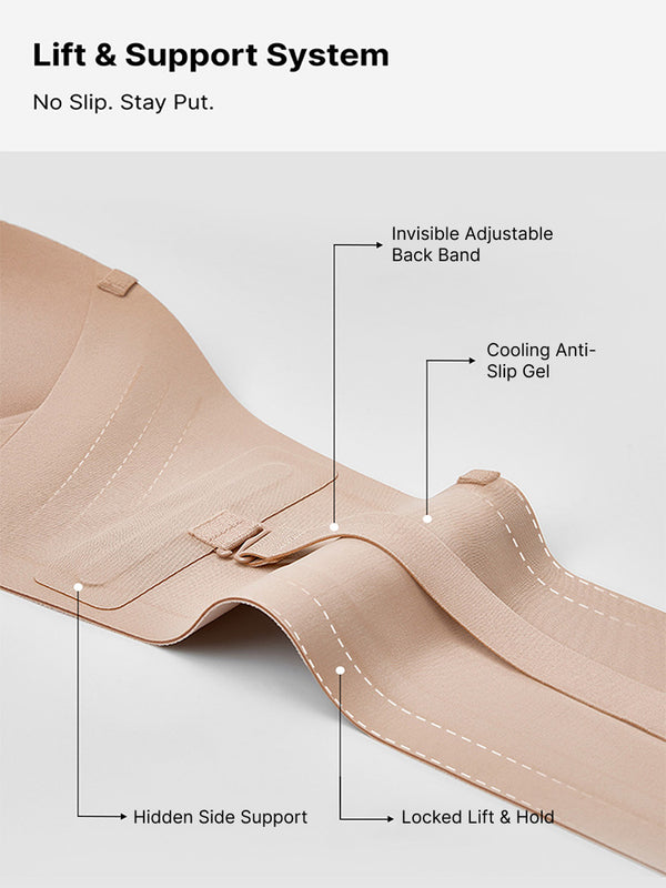 Soutien-gorge sans armatures à fermeture frontale et maintien sans bretelles