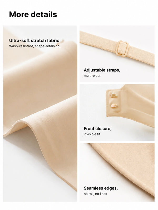 Soutien-gorge sans armatures à fermeture frontale et maintien sans bretelles