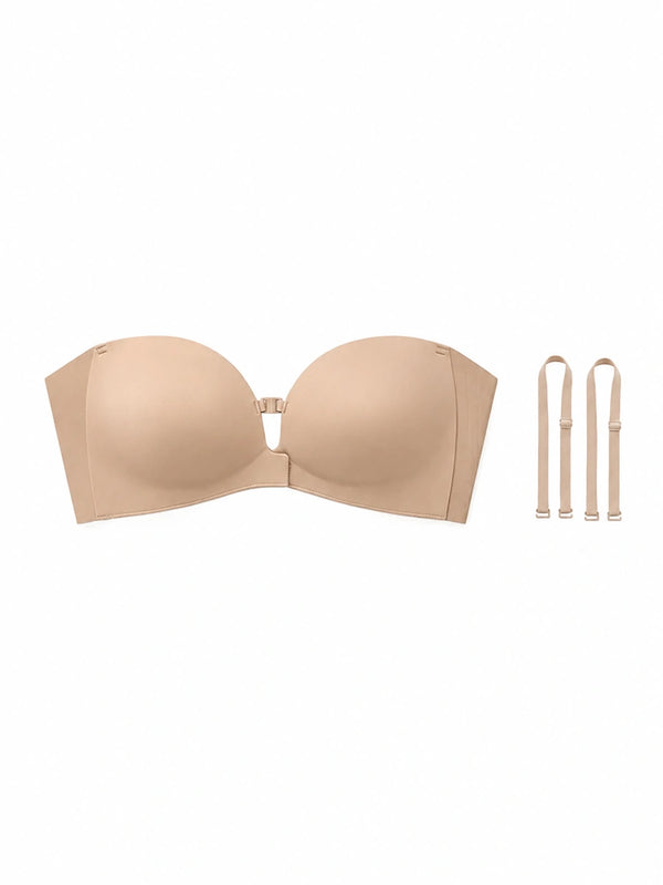Soutien-gorge sans armatures à fermeture frontale et maintien sans bretelles