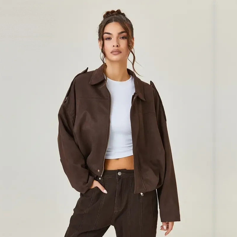 Veste vintage zippée à col pour femme