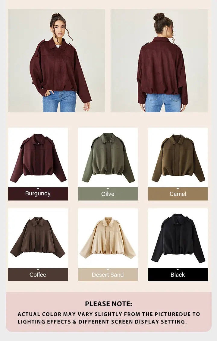 Women’s Vintage Zip-Up Collared Jacket