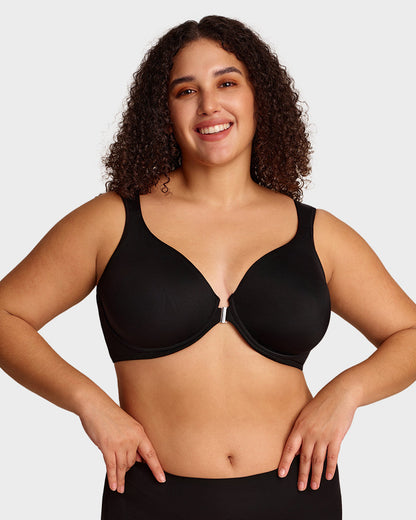 Front Closure Underwire Unlined Back Support Plunge Bra