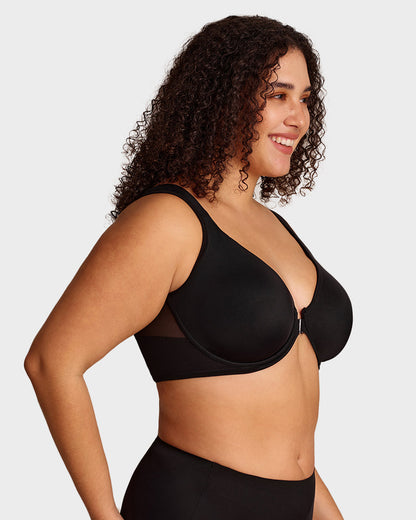 Front Closure Underwire Unlined Back Support Plunge Bra