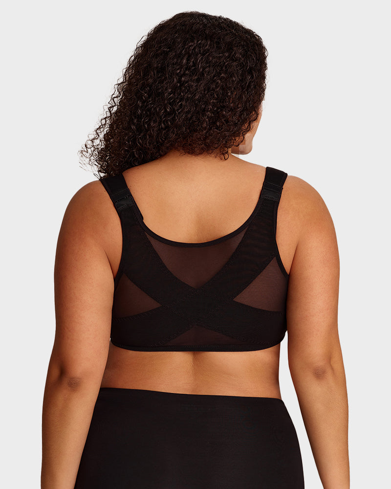 Front Closure Underwire Unlined Back Support Plunge Bra
