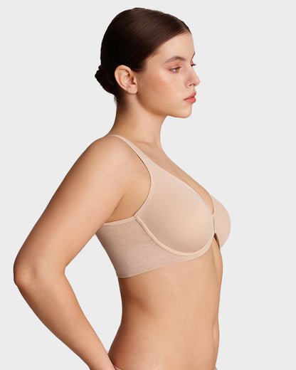 Front Closure Underwire Unlined Back Support Plunge Bra