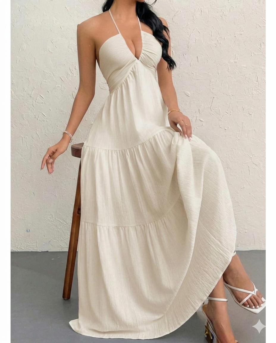 Robe décontractée trapèze sans manches pour femme