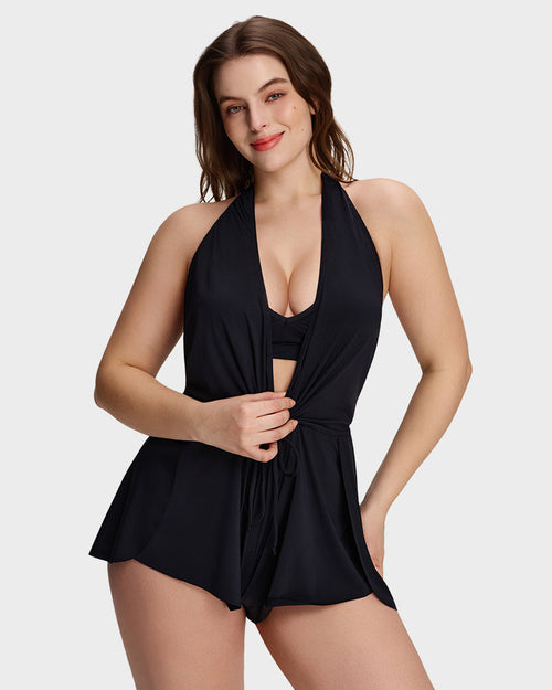 Halter V-Neck Tummy Control Swim Romper