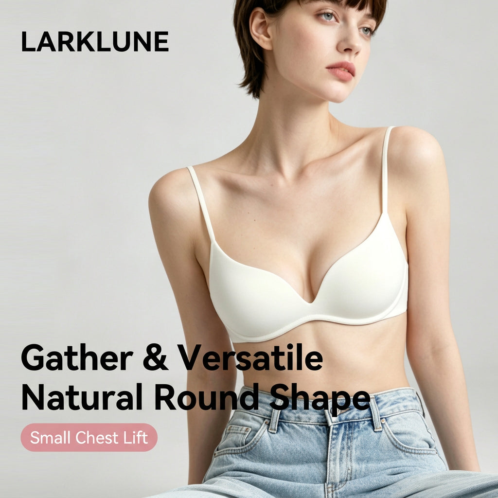 Soutien-gorge français triangulaire sans armatures pour femme, push-up sans coutures légèrement rembourré pour petites poitrines — Forme ronde naturelle