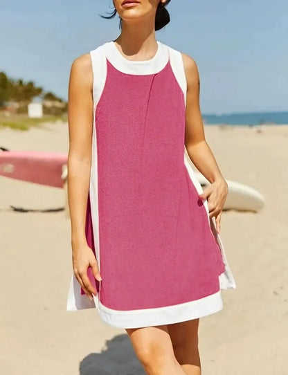 Two-Piece Color Block Sleeveless Set with Pocket Shorts
