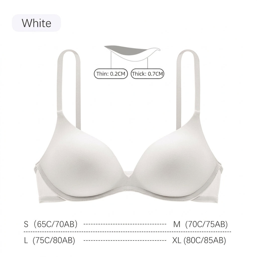 Soutien-gorge français triangulaire sans armatures pour femme, push-up sans coutures légèrement rembourré pour petites poitrines — Forme ronde naturelle