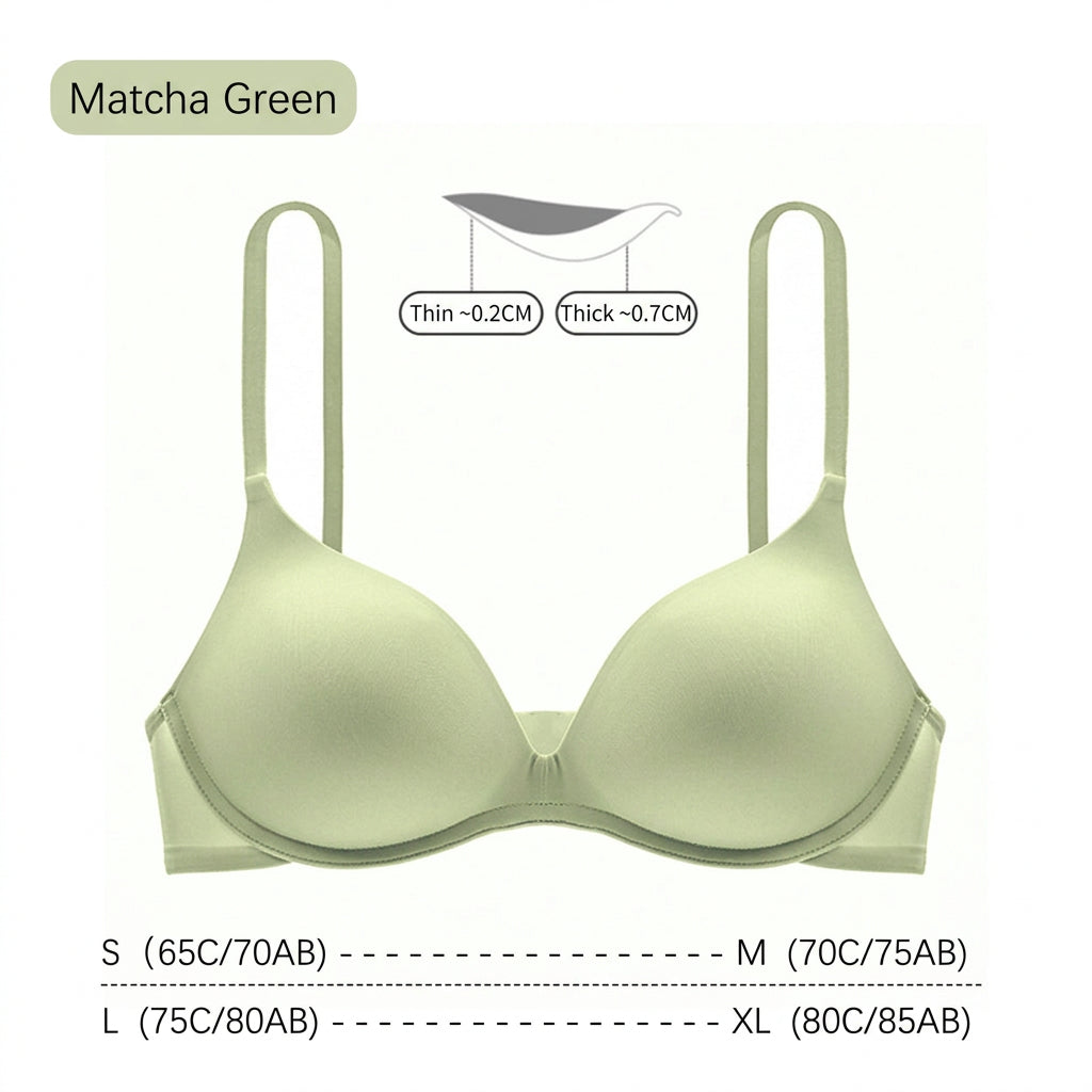 Soutien-gorge français triangulaire sans armatures pour femme, push-up sans coutures légèrement rembourré pour petites poitrines — Forme ronde naturelle