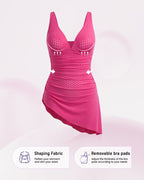 Robe de bain amincissante à nœud latéral et encolure en V froncée