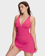 Robe de bain amincissante à nœud latéral et encolure en V froncée