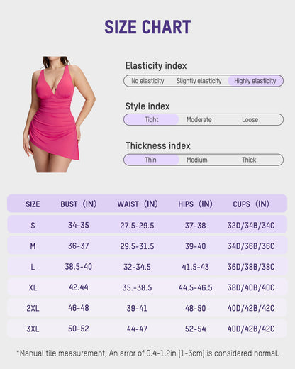 Ruched V-Neck Side Tie Slimming Swim Dress