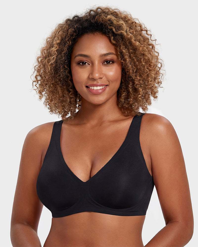 Soutien-gorge sans coutures Push-Up sans armatures col en V profond