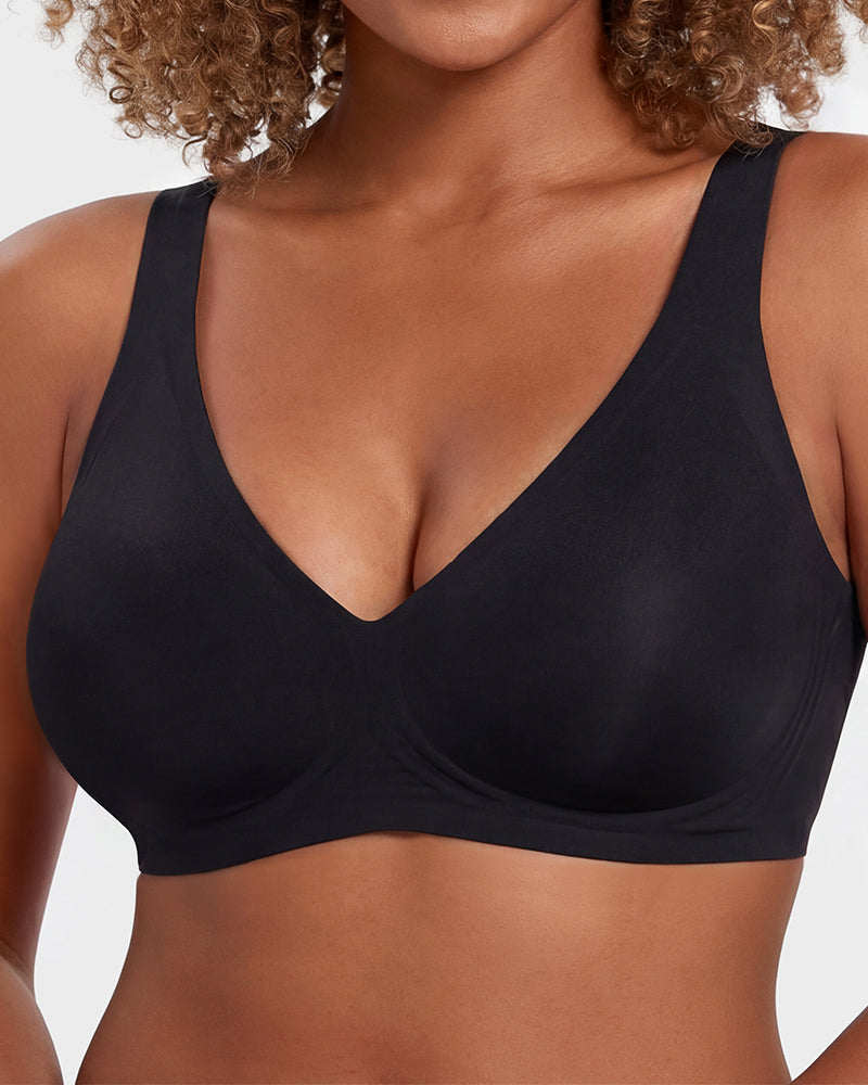 Soutien-gorge sans coutures Push-Up sans armatures col en V profond