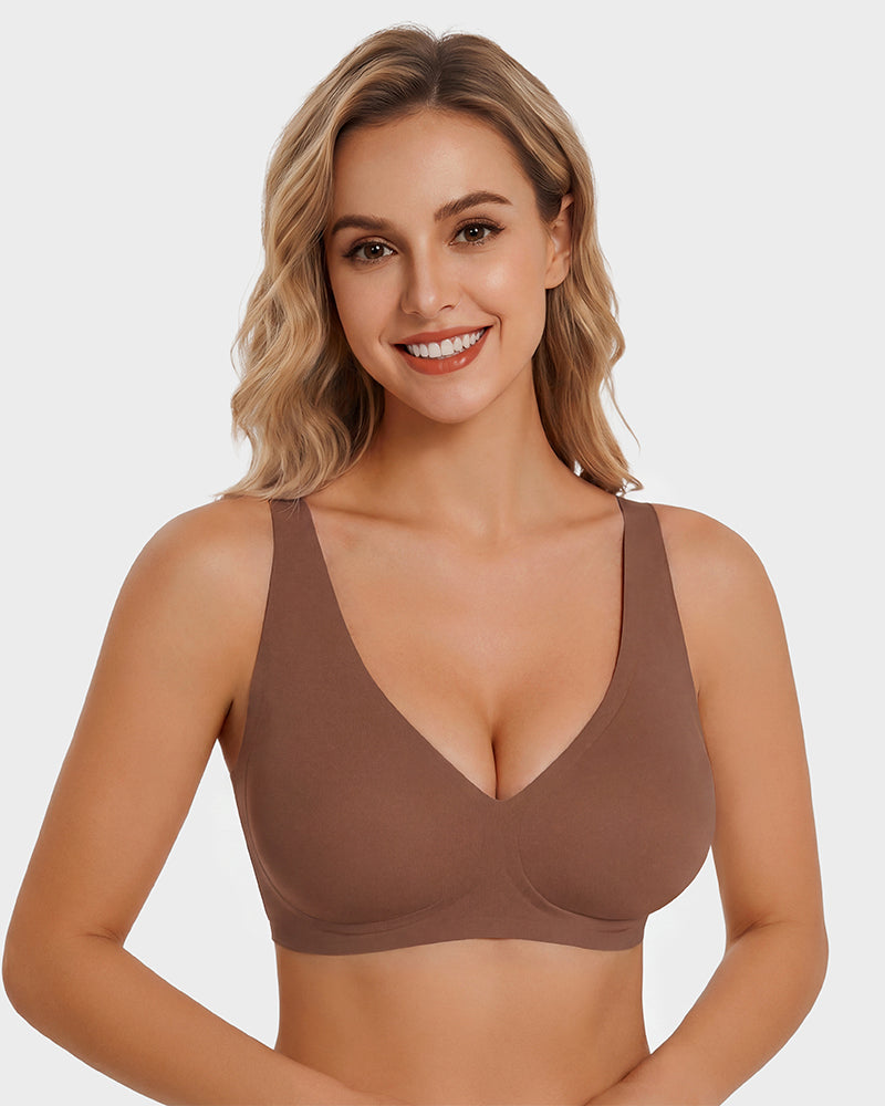 Soutien-gorge sans coutures Push-Up sans armatures col en V profond