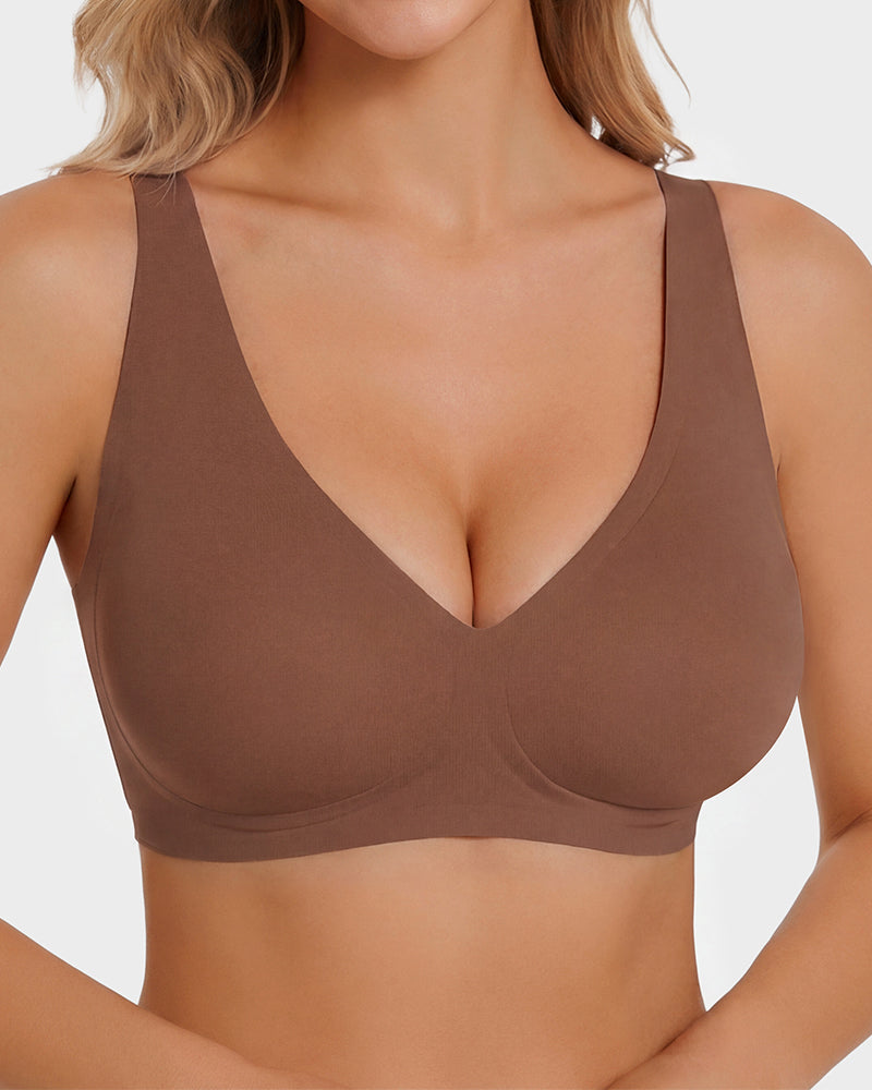 Soutien-gorge sans coutures Push-Up sans armatures col en V profond