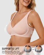 Soutien-gorge sans coutures Push-Up sans armatures col en V profond
