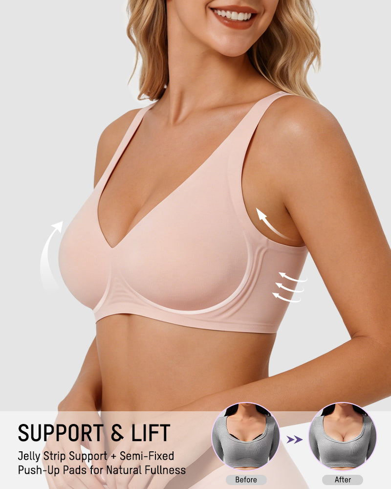 Soutien-gorge sans coutures Push-Up sans armatures col en V profond