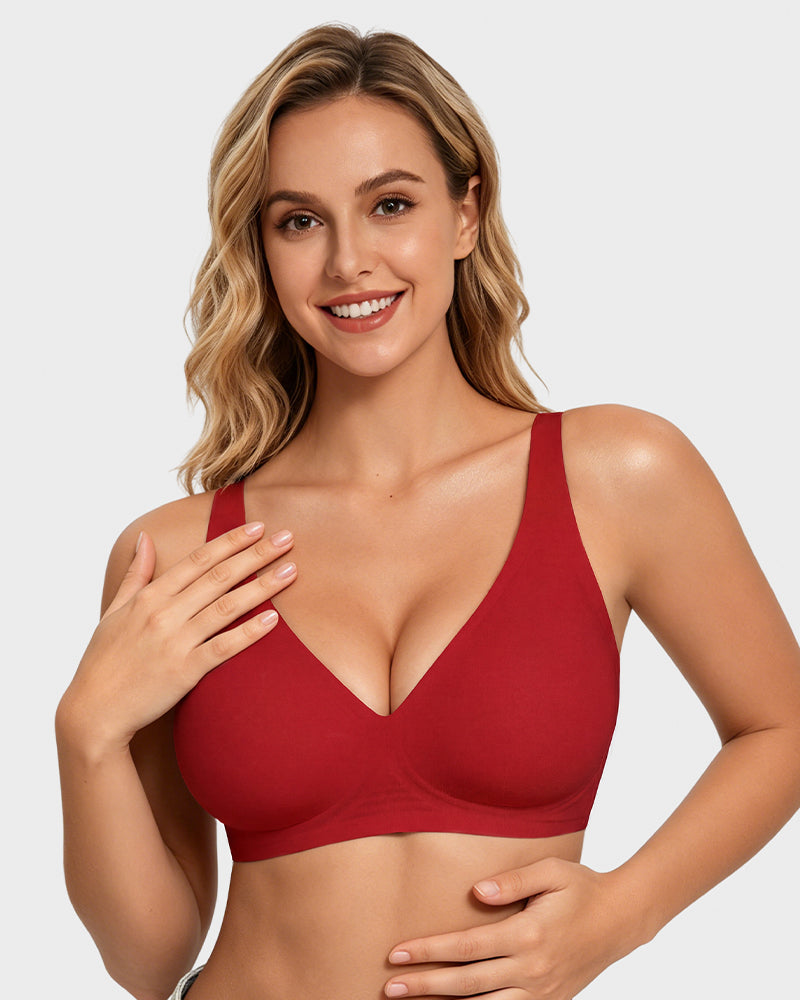 Soutien-gorge sans coutures Push-Up sans armatures col en V profond