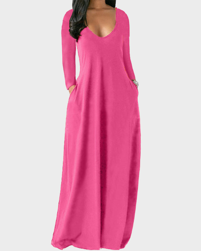 Robe d'intérieur unie à poches